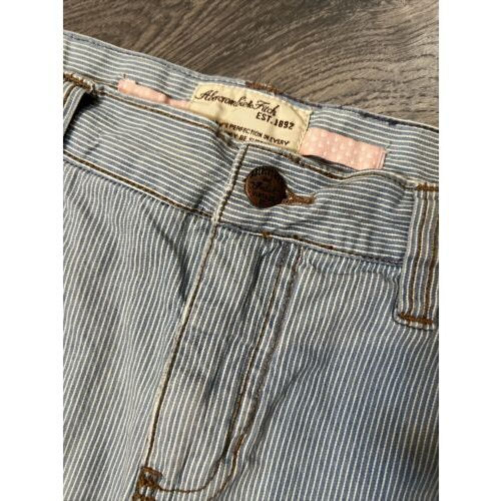 Abercrombie & Fitch Size 6 Skirt Denim Micro Mini Y2K Striped Blue VTG - Picture 5 of 11